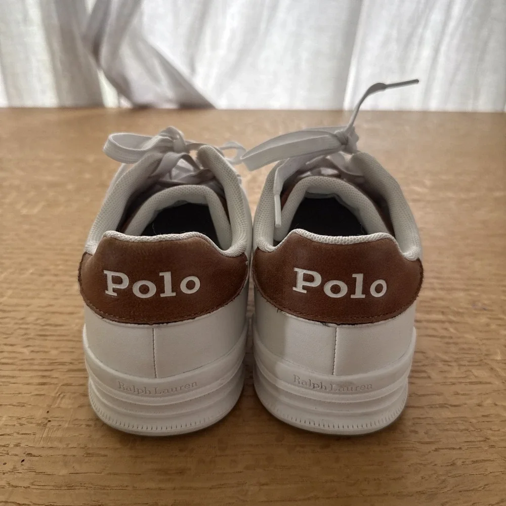 Polo Ralph Lauren Heritage Court II Shoes Mens Size 6.5 White Leather Tennis